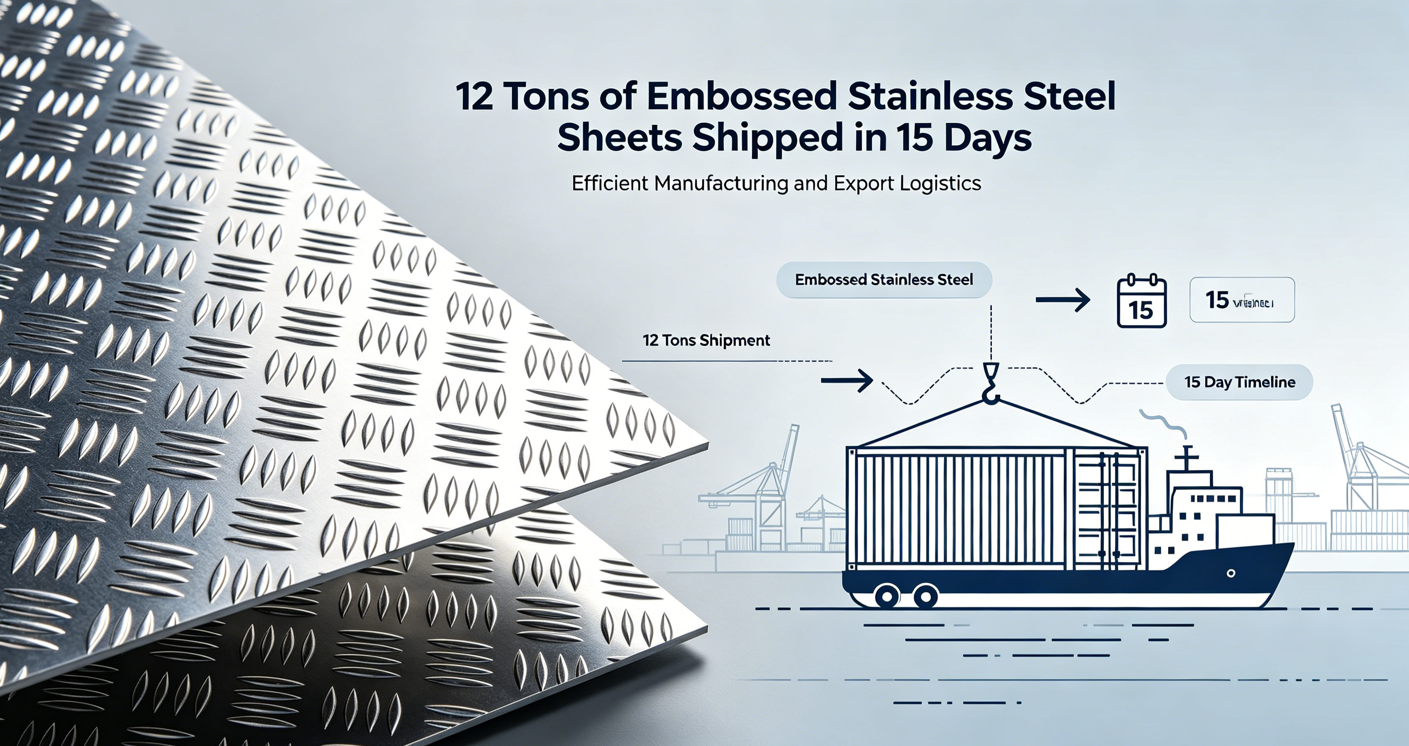 Latest company case about 12 Tons of Embossed Stainless Steel Sheets Shipped in 15 Days