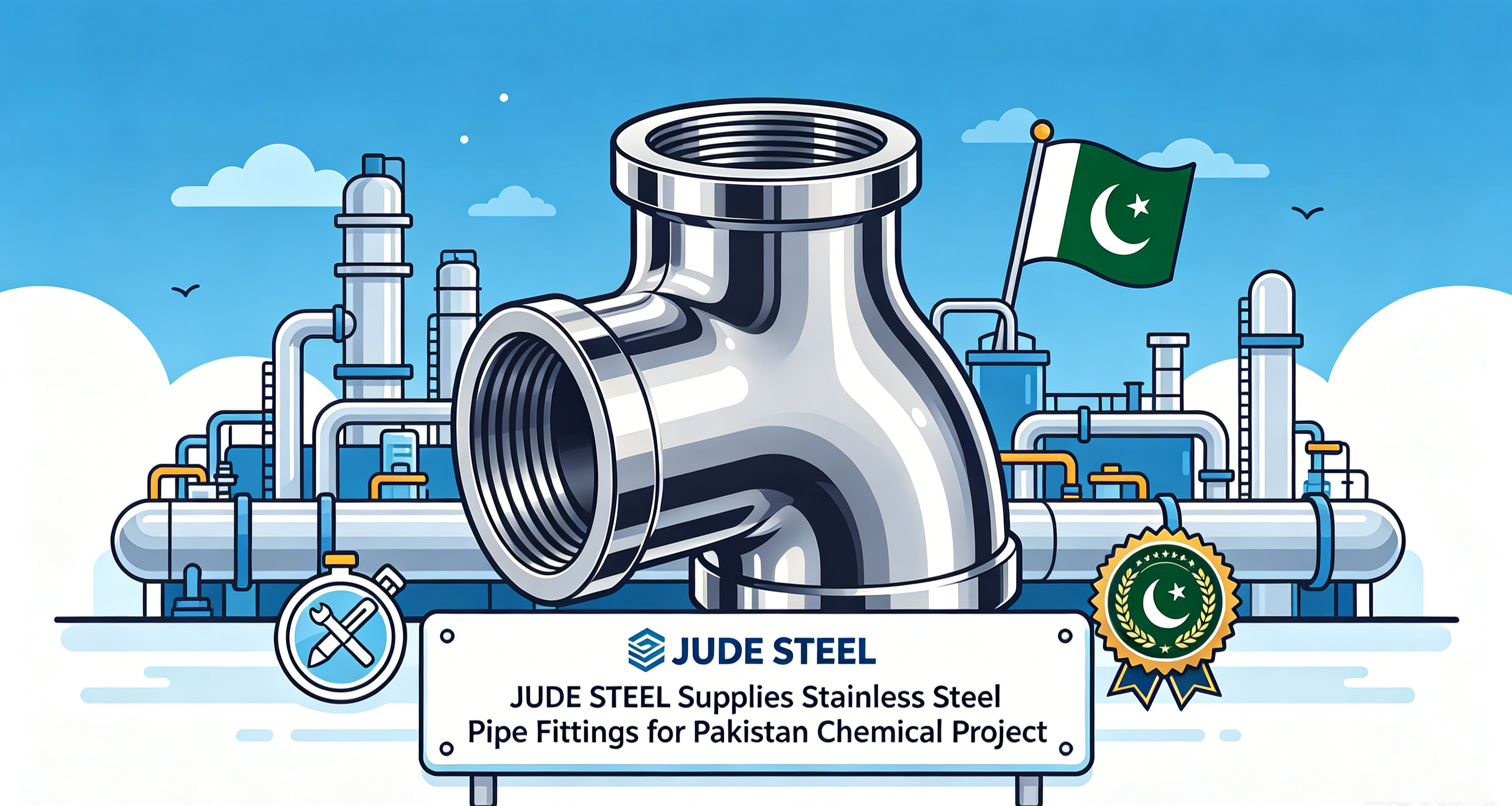Latest company case about JUDE STEEL Supplies Stainless Steel Pipe Fittings for Pakistan Chemical Project